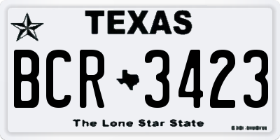 TX license plate BCR3423