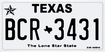 TX license plate BCR3431