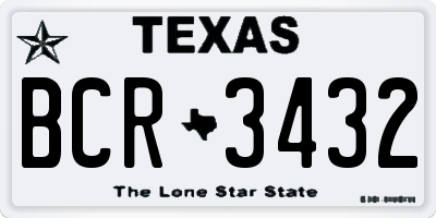 TX license plate BCR3432