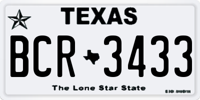 TX license plate BCR3433