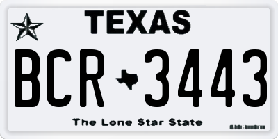 TX license plate BCR3443