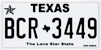 TX license plate BCR3449