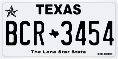 TX license plate BCR3454