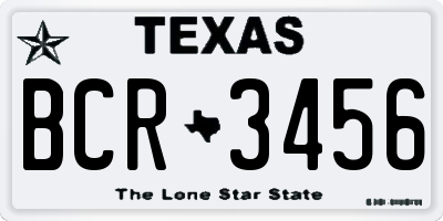TX license plate BCR3456