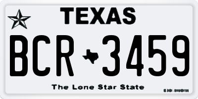 TX license plate BCR3459