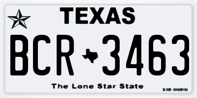 TX license plate BCR3463