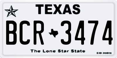 TX license plate BCR3474