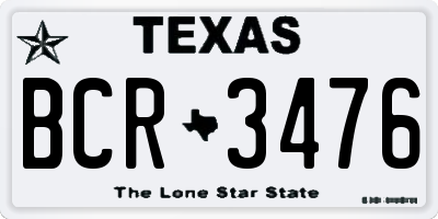 TX license plate BCR3476