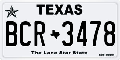 TX license plate BCR3478