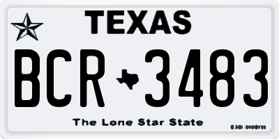 TX license plate BCR3483