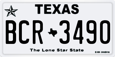 TX license plate BCR3490