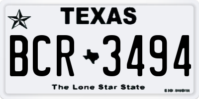 TX license plate BCR3494