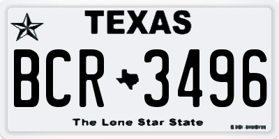 TX license plate BCR3496