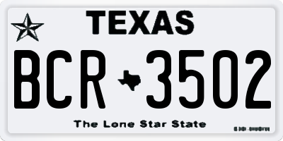 TX license plate BCR3502