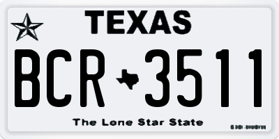 TX license plate BCR3511
