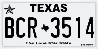 TX license plate BCR3514