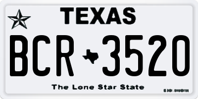 TX license plate BCR3520