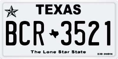 TX license plate BCR3521