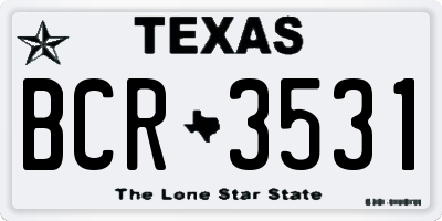 TX license plate BCR3531