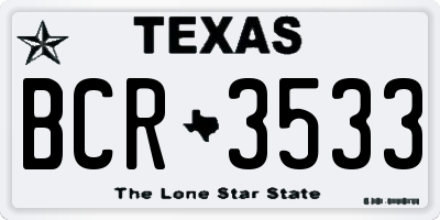 TX license plate BCR3533