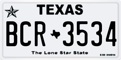 TX license plate BCR3534