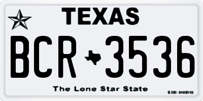 TX license plate BCR3536