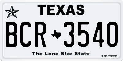 TX license plate BCR3540