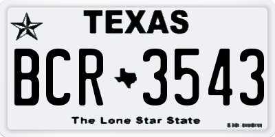 TX license plate BCR3543