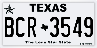 TX license plate BCR3549