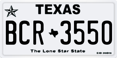 TX license plate BCR3550