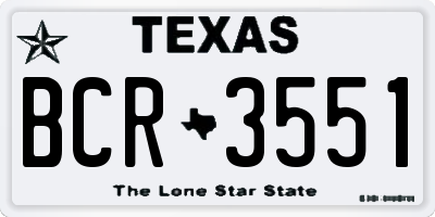 TX license plate BCR3551