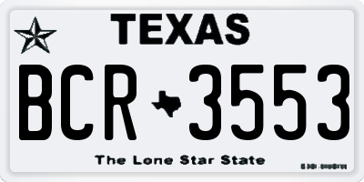 TX license plate BCR3553
