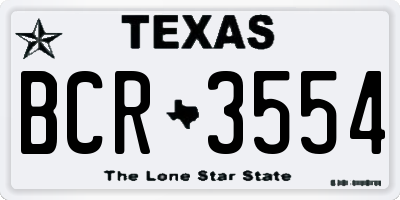 TX license plate BCR3554