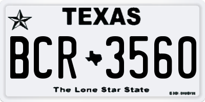 TX license plate BCR3560