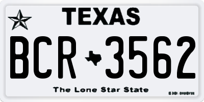 TX license plate BCR3562