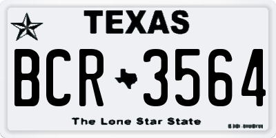 TX license plate BCR3564