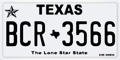 TX license plate BCR3566