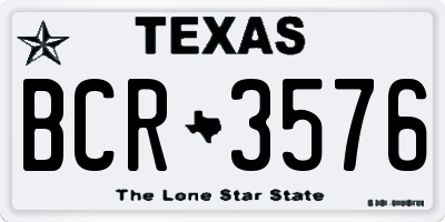 TX license plate BCR3576