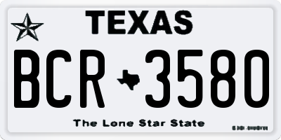 TX license plate BCR3580