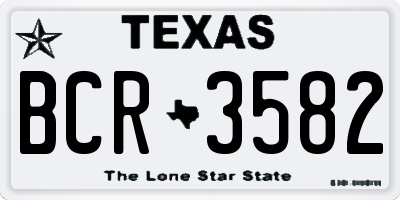 TX license plate BCR3582