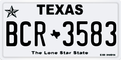 TX license plate BCR3583