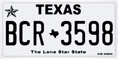 TX license plate BCR3598