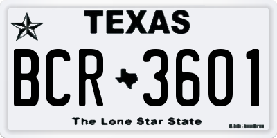 TX license plate BCR3601