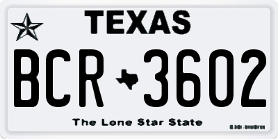TX license plate BCR3602