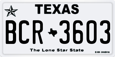 TX license plate BCR3603