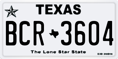 TX license plate BCR3604