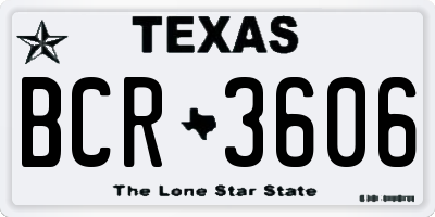 TX license plate BCR3606