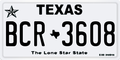 TX license plate BCR3608