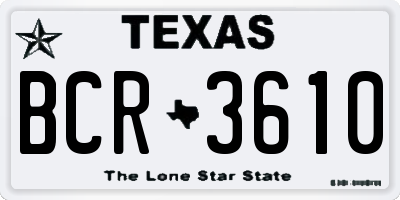 TX license plate BCR3610
