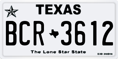 TX license plate BCR3612
